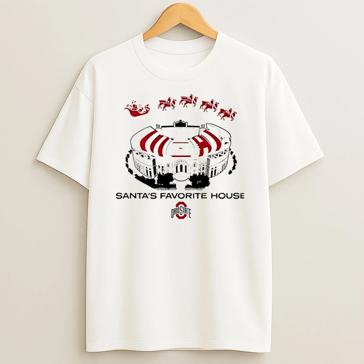 Vflippa Nowbestshirt 20251210_135131 31_ohio State Buckeyes Football Santas Favorite House Sleigh T Shirt