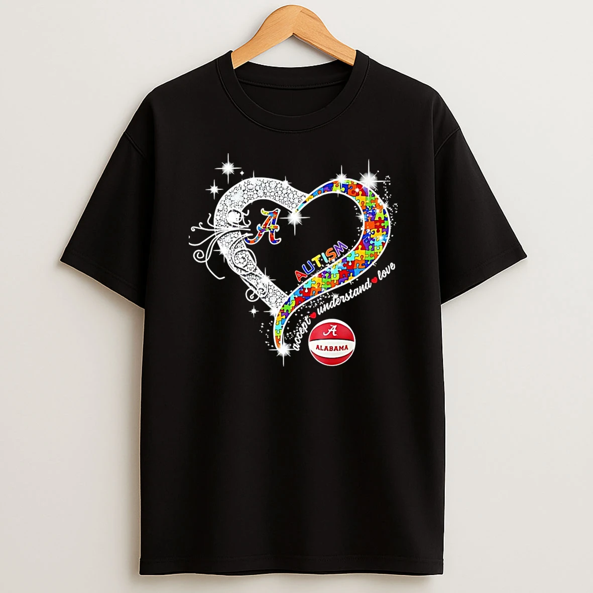 Vflippa Schmidtstee 20251222_104542 297_alabama Crimson Tide Autism Accept Understand Love Heart Diamond T Shirt