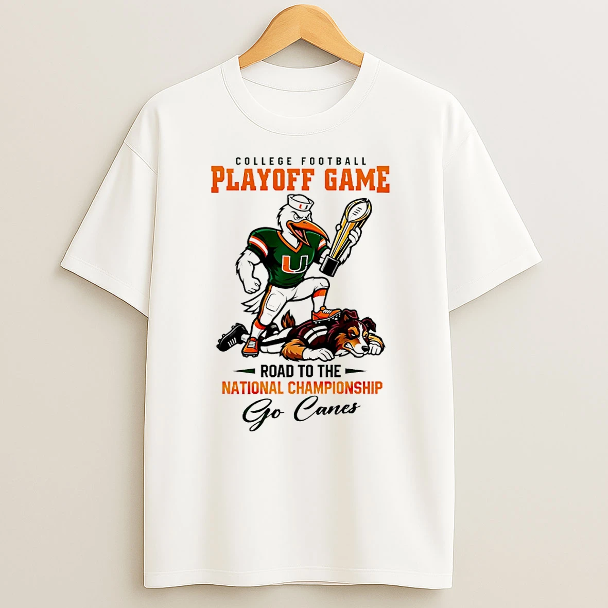 Vflippa Schmidtstee 20251222_104542 297_miami Hurricanes 2025 26 Cfp Road To The National Championship Go Canes Mascot T Shirt