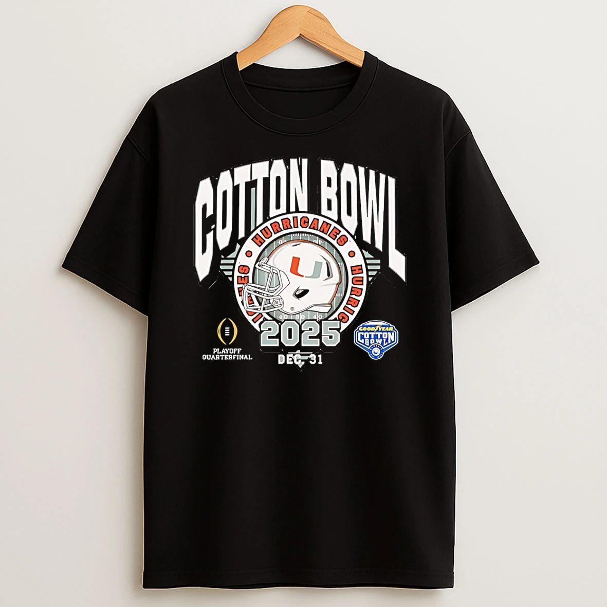 Vflippa Schmidtstee 20251222_104542 297_miami Hurricanes 2025 Goodyear Cotton Bowl Helmet T Shirt