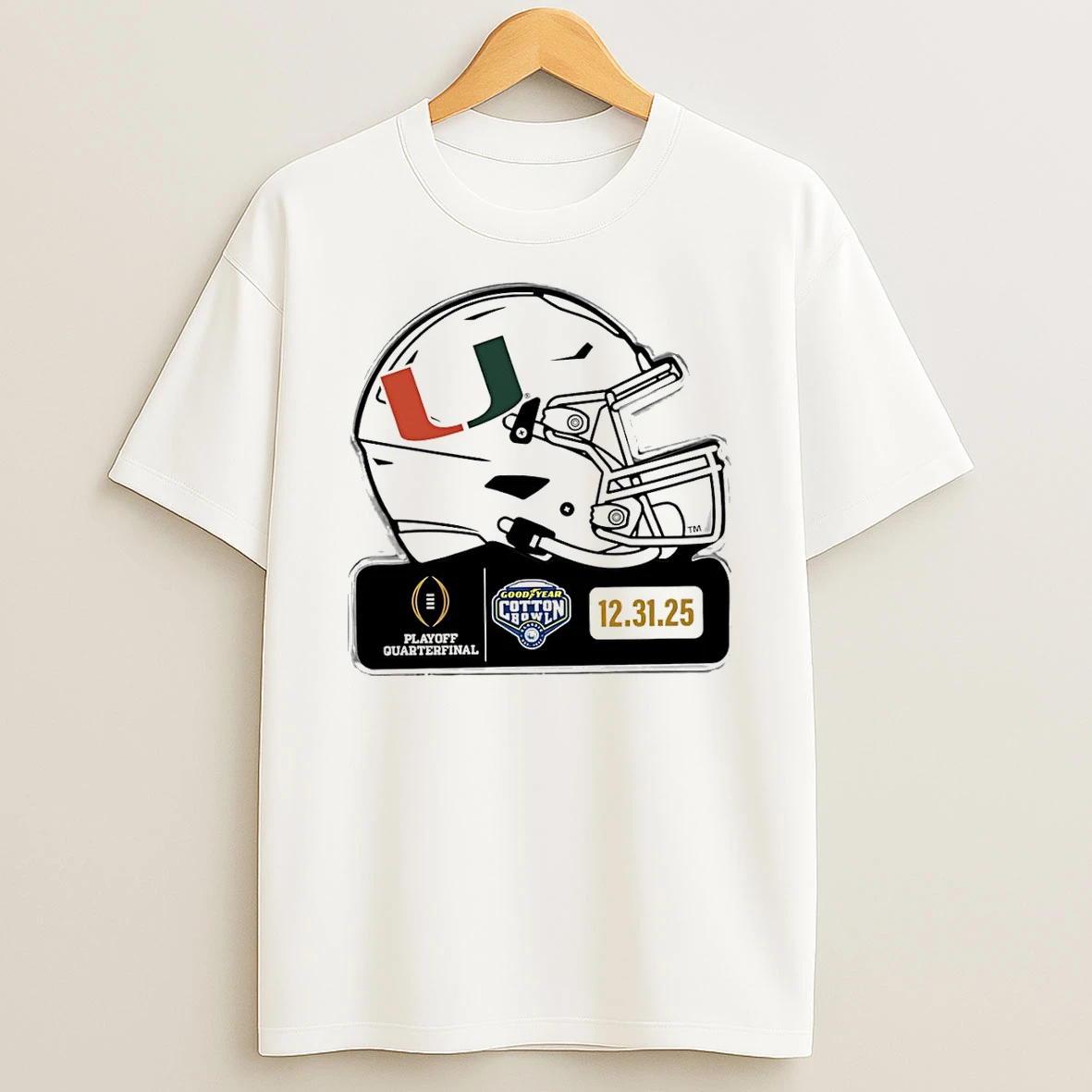 Vflippa Schmidtstee 20251222_104542 297_miami Hurricanes Playoff Quarterfinal 2025 Cotton Bowl Helmet T Shirt