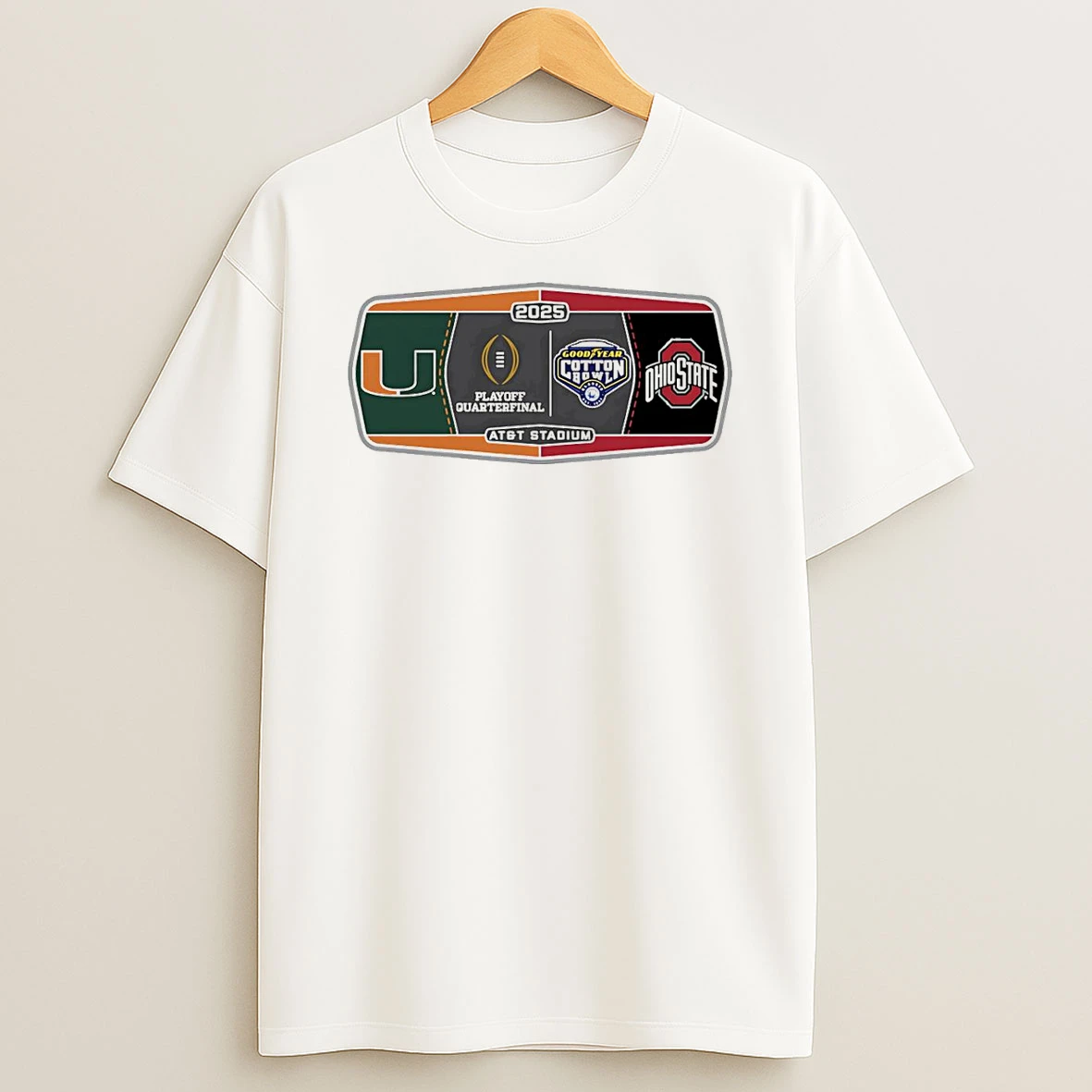 Vflippa Schmidtstee 20251222_104542 297_miami Hurricanes Vs Ohio State Buckeyes 2025 Goodyear Cotton Bowl T Shirt