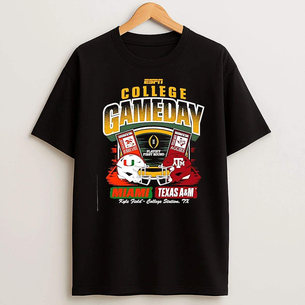 Vflippa Schmidtstee 20251222_104542 297_miami Vs Texas 2025 26 Cfp Playoff First Round Ticket Helmets T Shirt