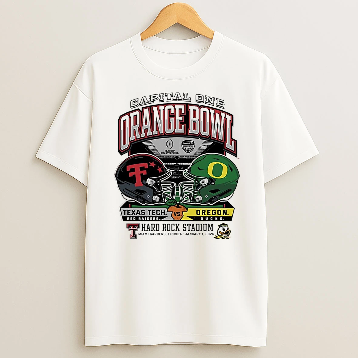 Vflippa Schmidtstee 20251222_104542 297_oregon Vs Texas Tech 2025 Orange Bowl Hard Rock Stadium Helmet T Shirt