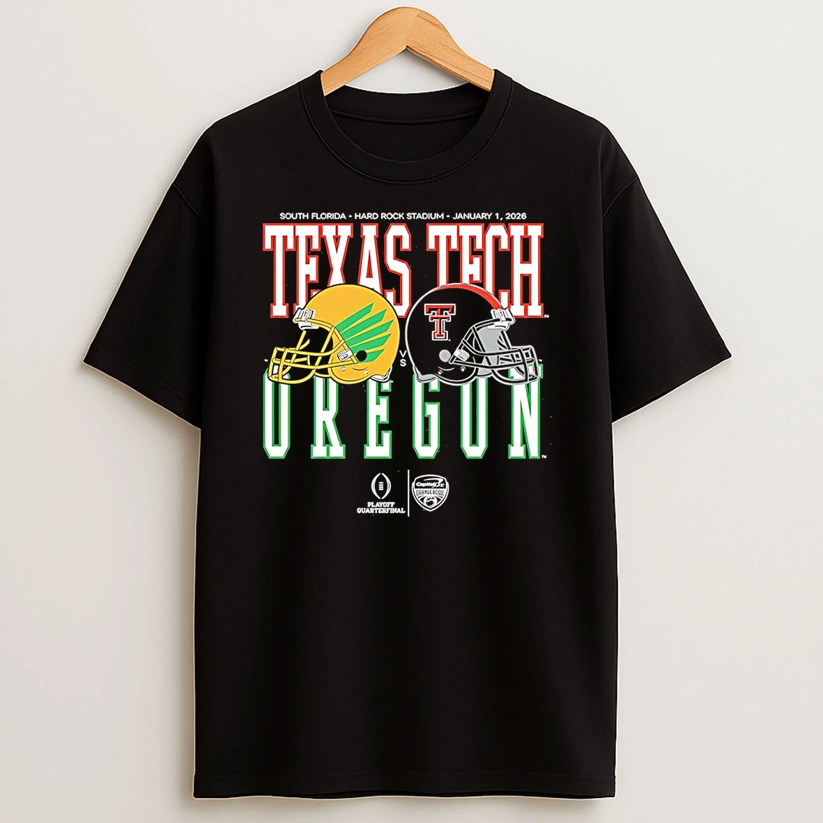 Vflippa Schmidtstee 20251222_104542 297_oregon Vs Texas Tech 2026 Capital One Orange Bowl Helmet Matchup T Shirt