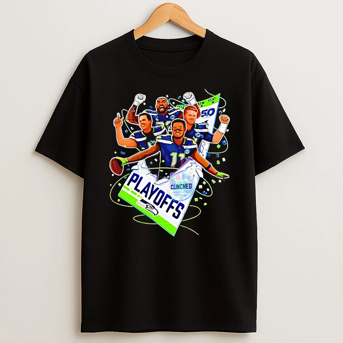 Vflippa Schmidtstee 20251222_104542 297_seattle Seahawks 2025 Nfl Playoffs Clinched Season Victory T Shirt