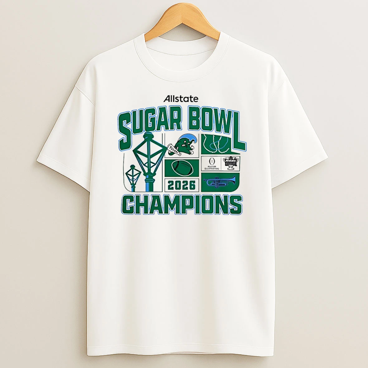 Vflippa Schmidtstee 20251222_104542 297_tulane Green Wave Football 2026 Sugar Bowl Champions T Shirt