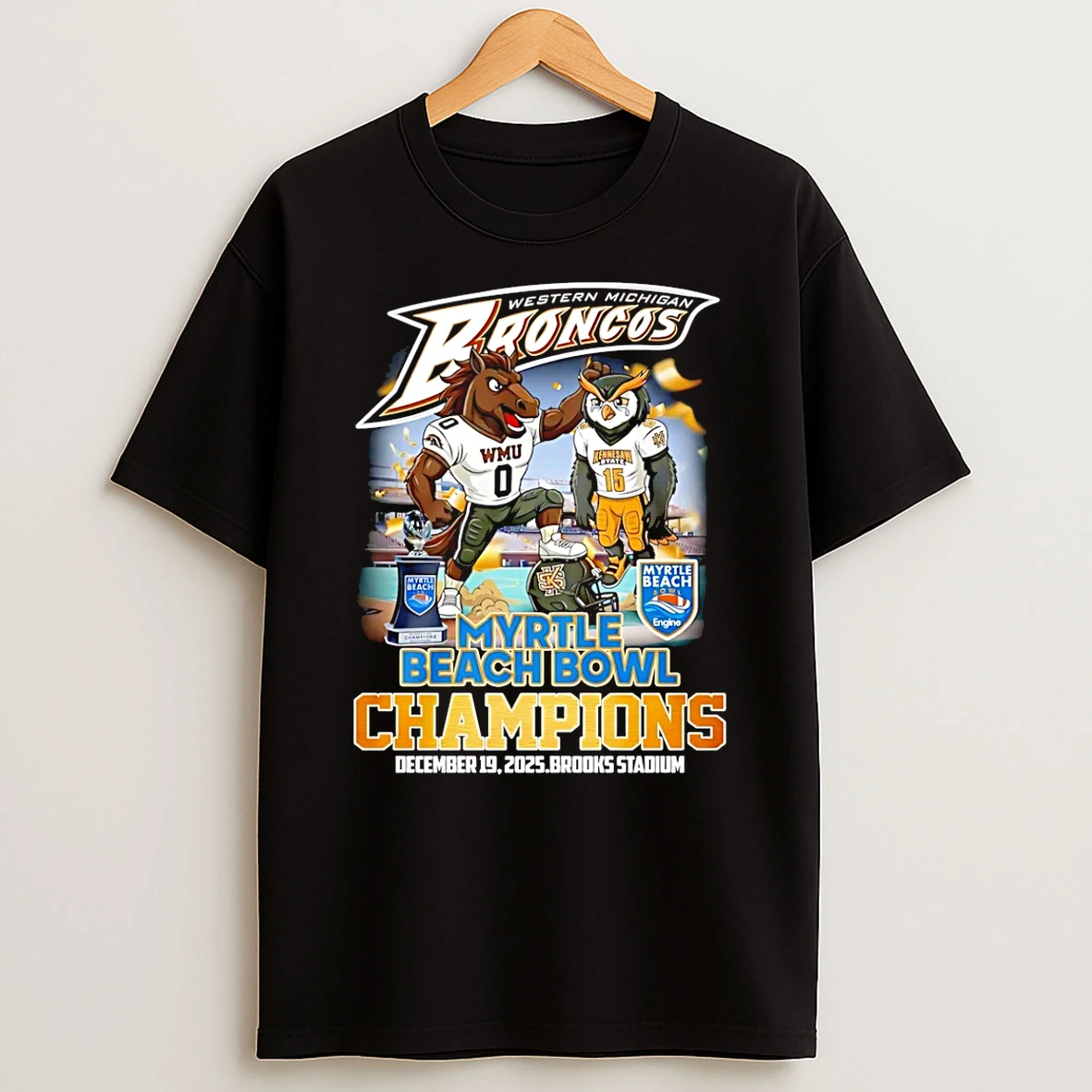 Vflippa Schmidtstee 20251222_104542 297_western Michigan Broncos 2025 Myrtle Beach Bowl Champions Mascot T Shirt