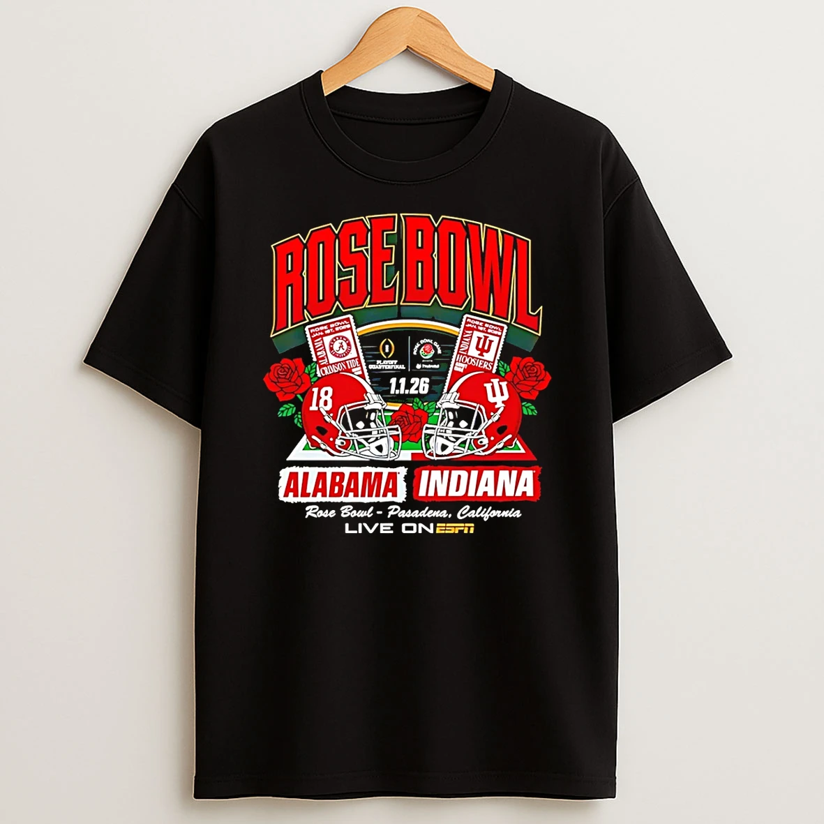 Vflippa Schmidtstee 20251222_123535 107_alabama Crimson Tide Vs Indiana Hoosiers 2026 Rose Bowl Tickets T Shirt