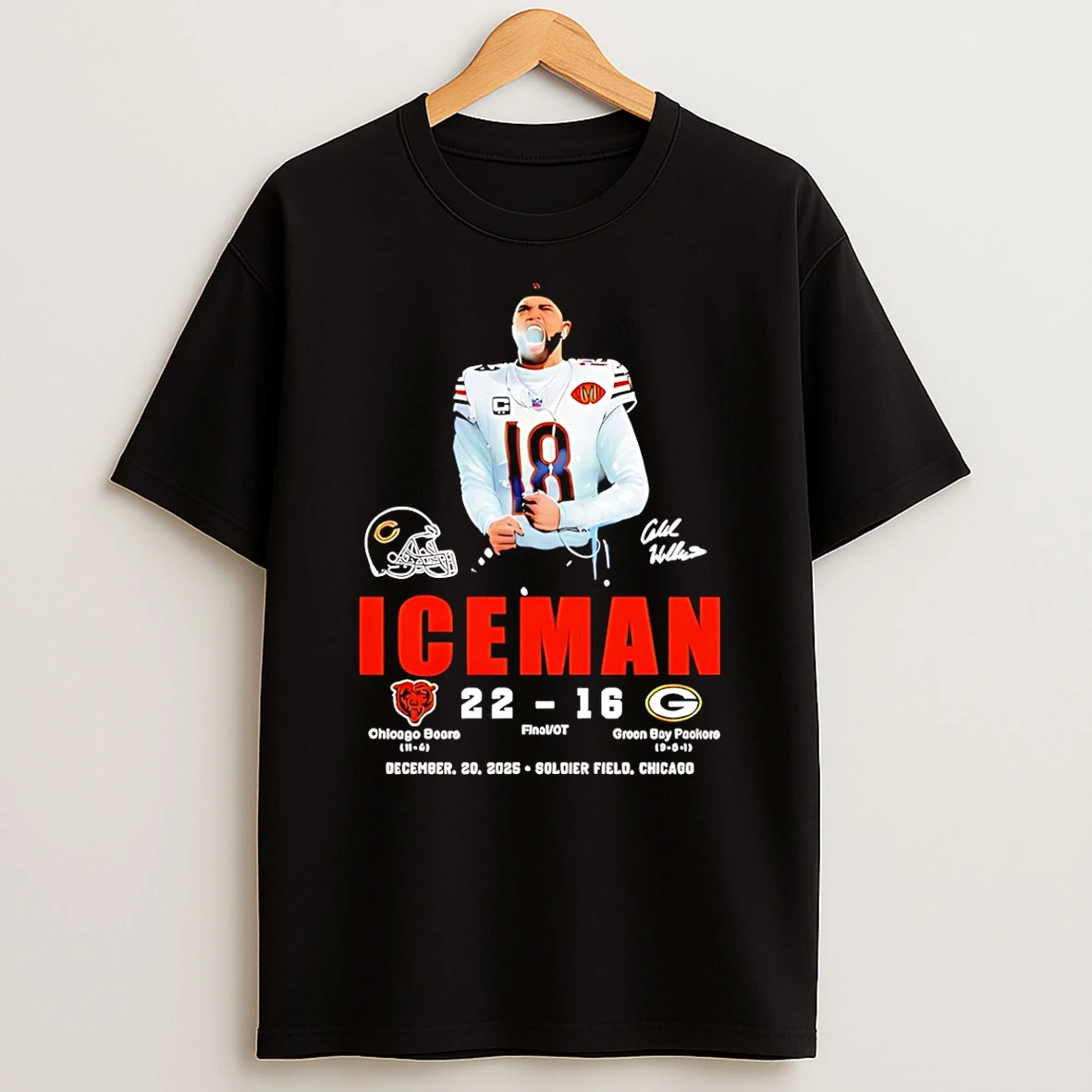Vflippa Schmidtstee 20251222_123535 107_ice Man Caleb Williams Chicago Bears 22 16 Packers Signature T Shirt