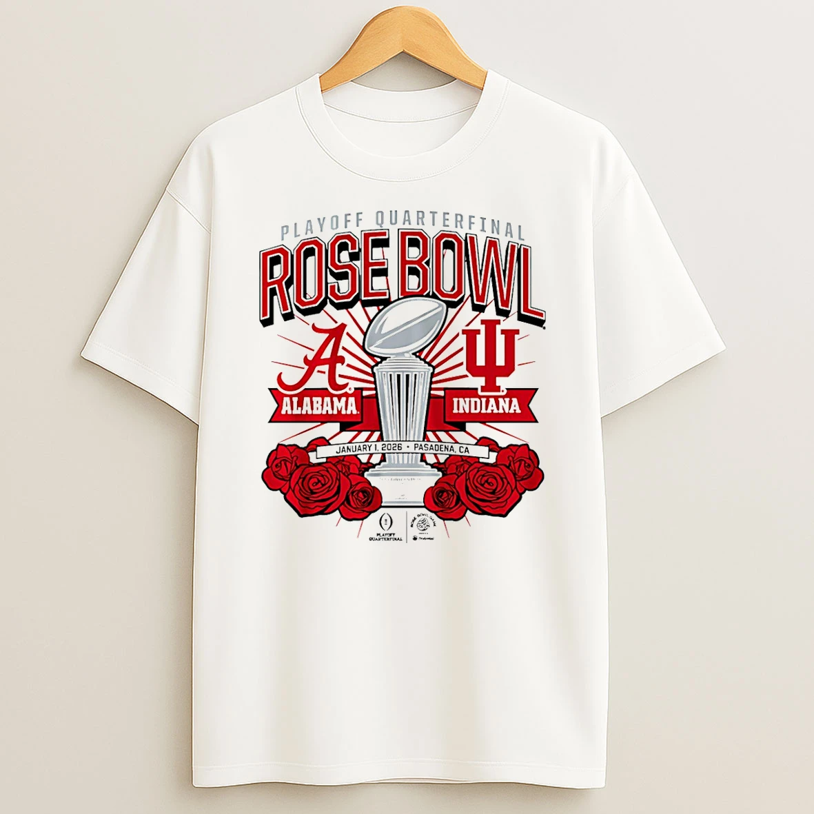 Vflippa Schmidtstee 20251222_123535 107_indiana Hoosiers And Alabama Crimson Tide 2025 Cfp Rose Bowl Matchup Trophy T Shirt