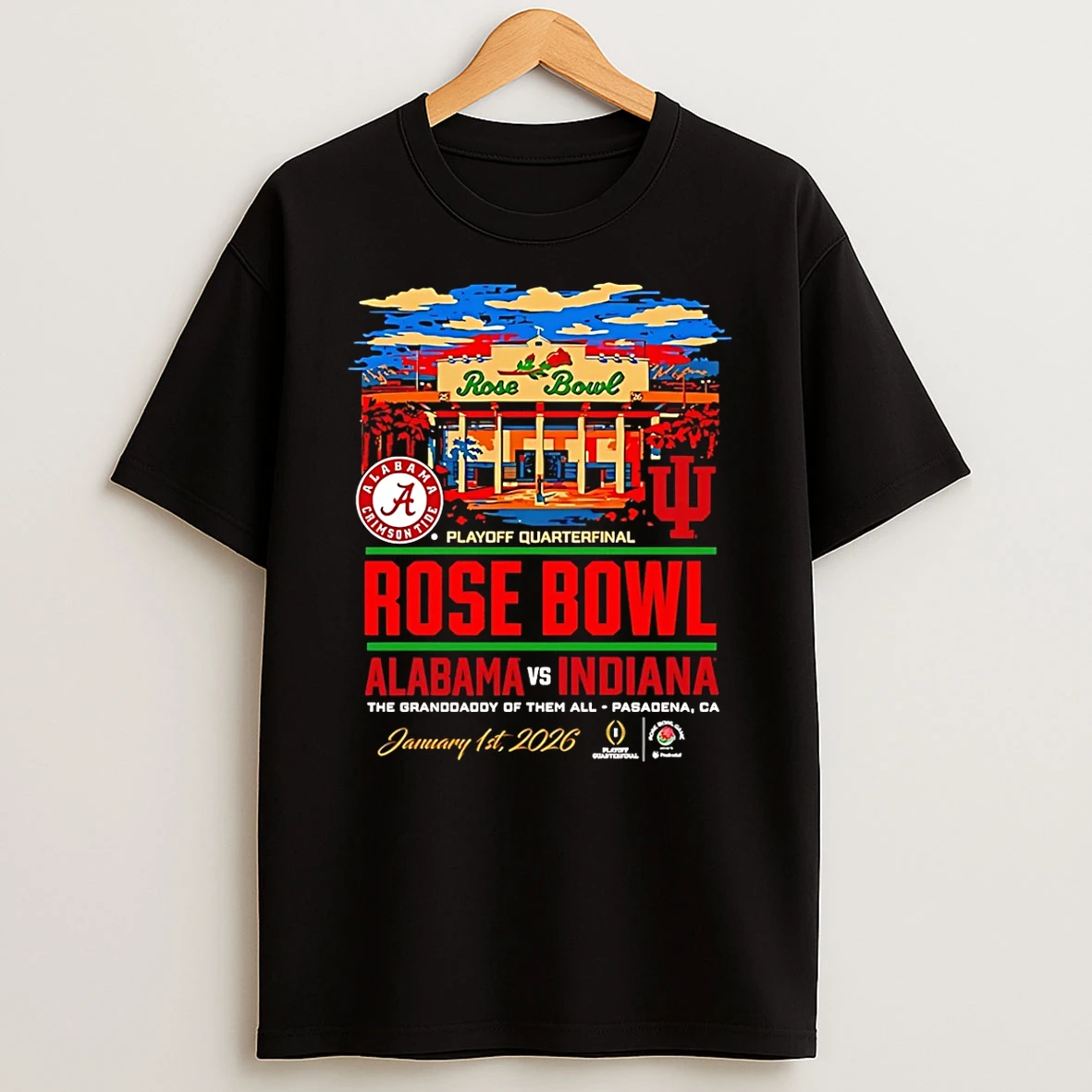 Vflippa Schmidtstee 20251222_123535 107_indiana Hoosiers Vs Alabama 2026 Rose Bowl Stadium T Shirt