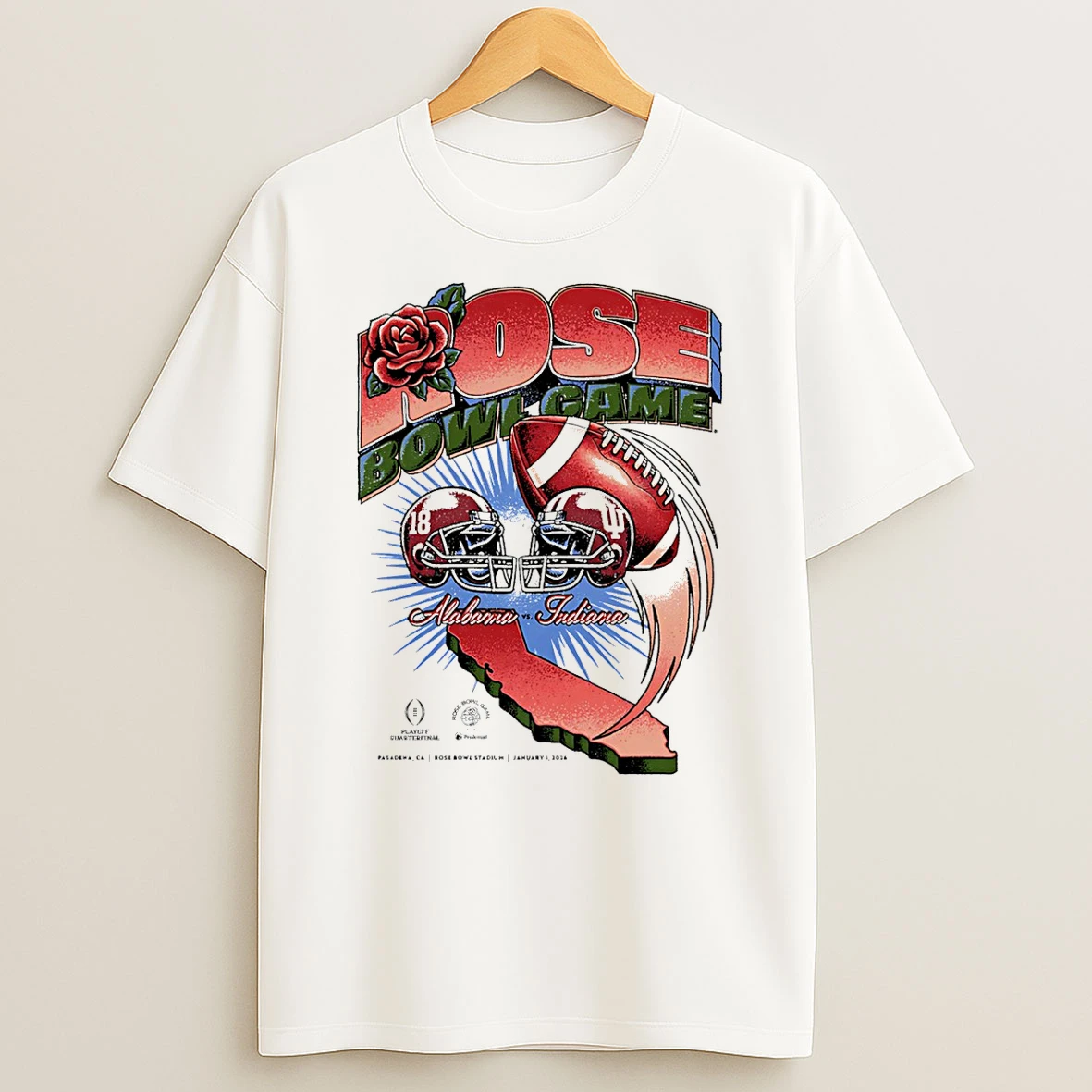 Vflippa Schmidtstee 20251222_123535 107_indiana Hoosiers Vs Alabama Crimson Tide 2026 Rose Bowl Matchup T Shirt