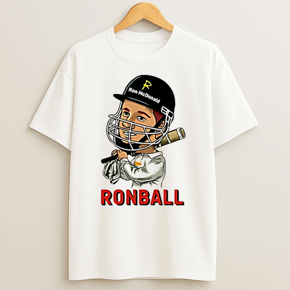 Vflippa Schmidtstee 20251222_130900 43_ronball Bazball Ron Mcdonald Baseball T Shirt