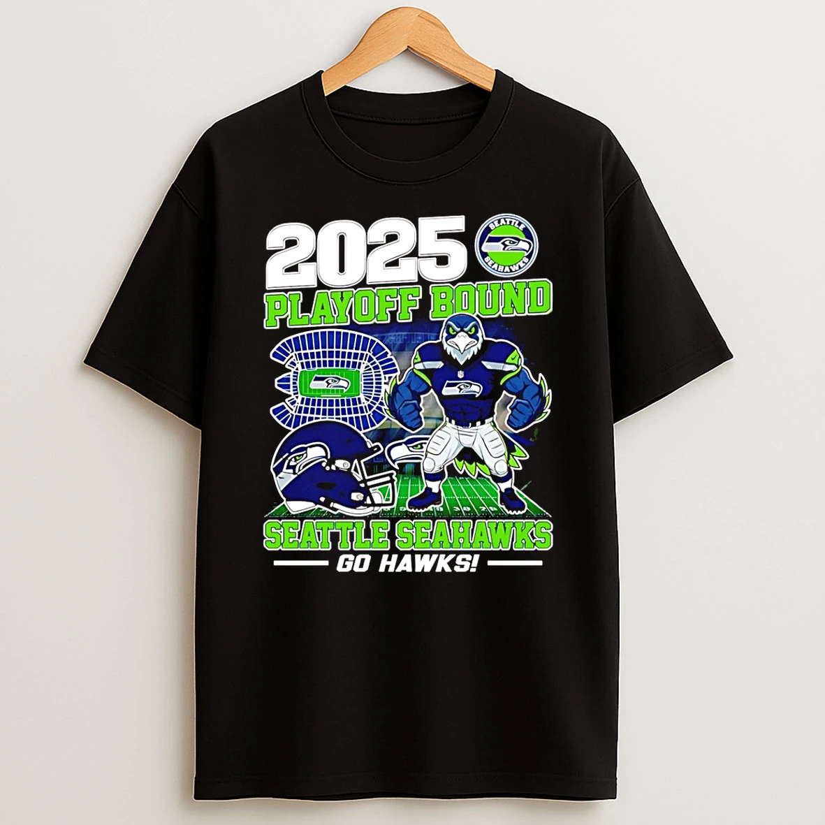 Vflippa Schmidtstee 20251222_130900 43_seattle Seahawks 2025 Playoff Bound Go Hawks Mascot T Shirt
