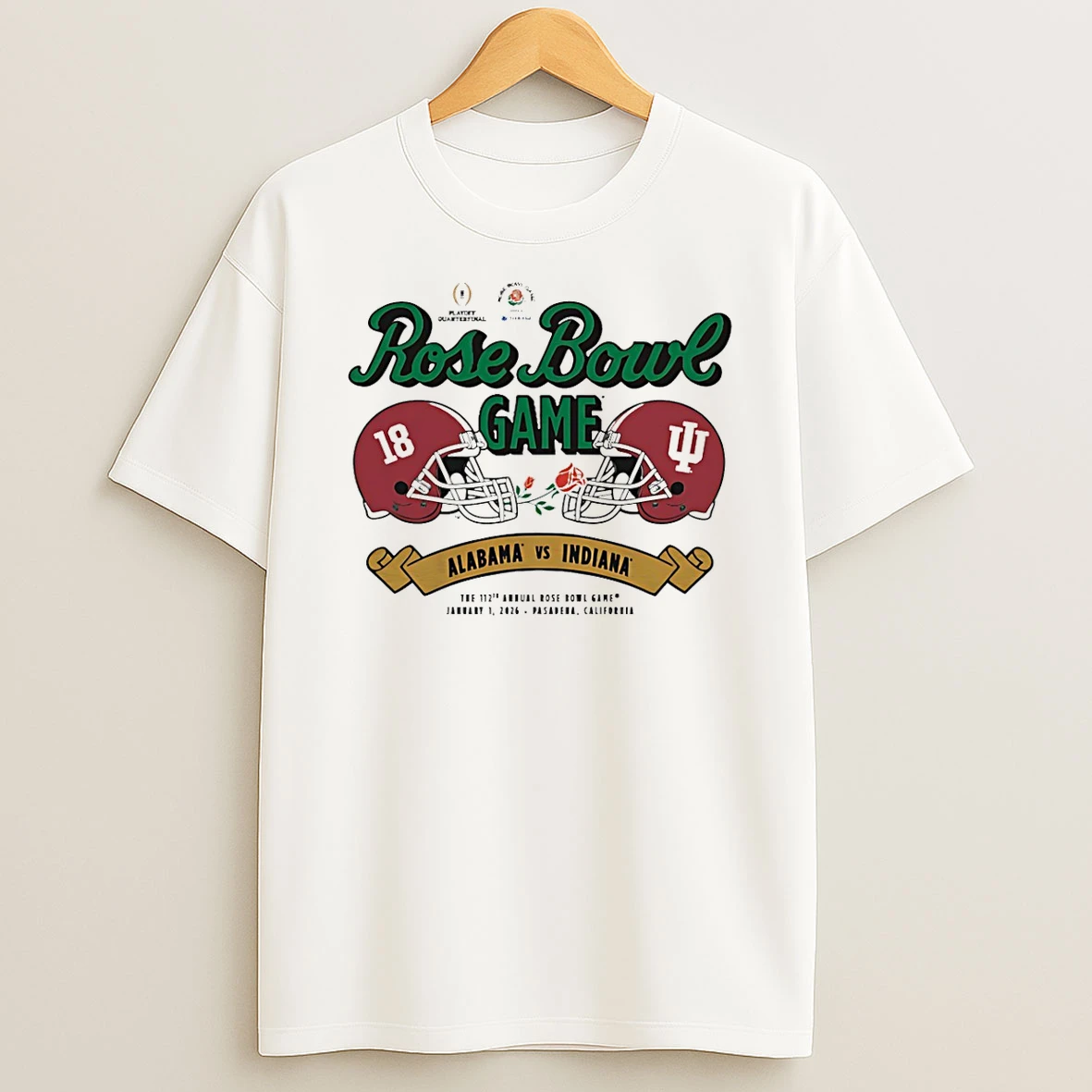 Vflippa Schmidtstee 20251222_141006 7_indiana Vs Alabama 2026 Rose Bowl Head To Head T Shirt