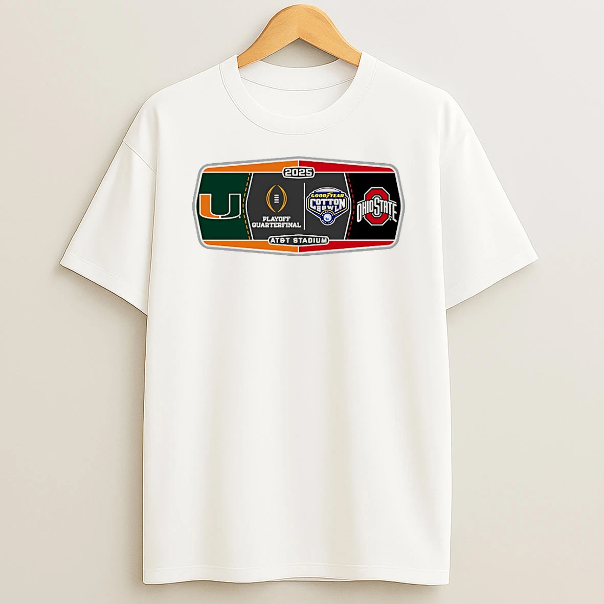 Vflippa Schmidtstee 20251222_141006 7_miami Hurricanes Vs Ohio State Buckeyes 2025 Cfp Cotton Bowl Matchup T Shirt