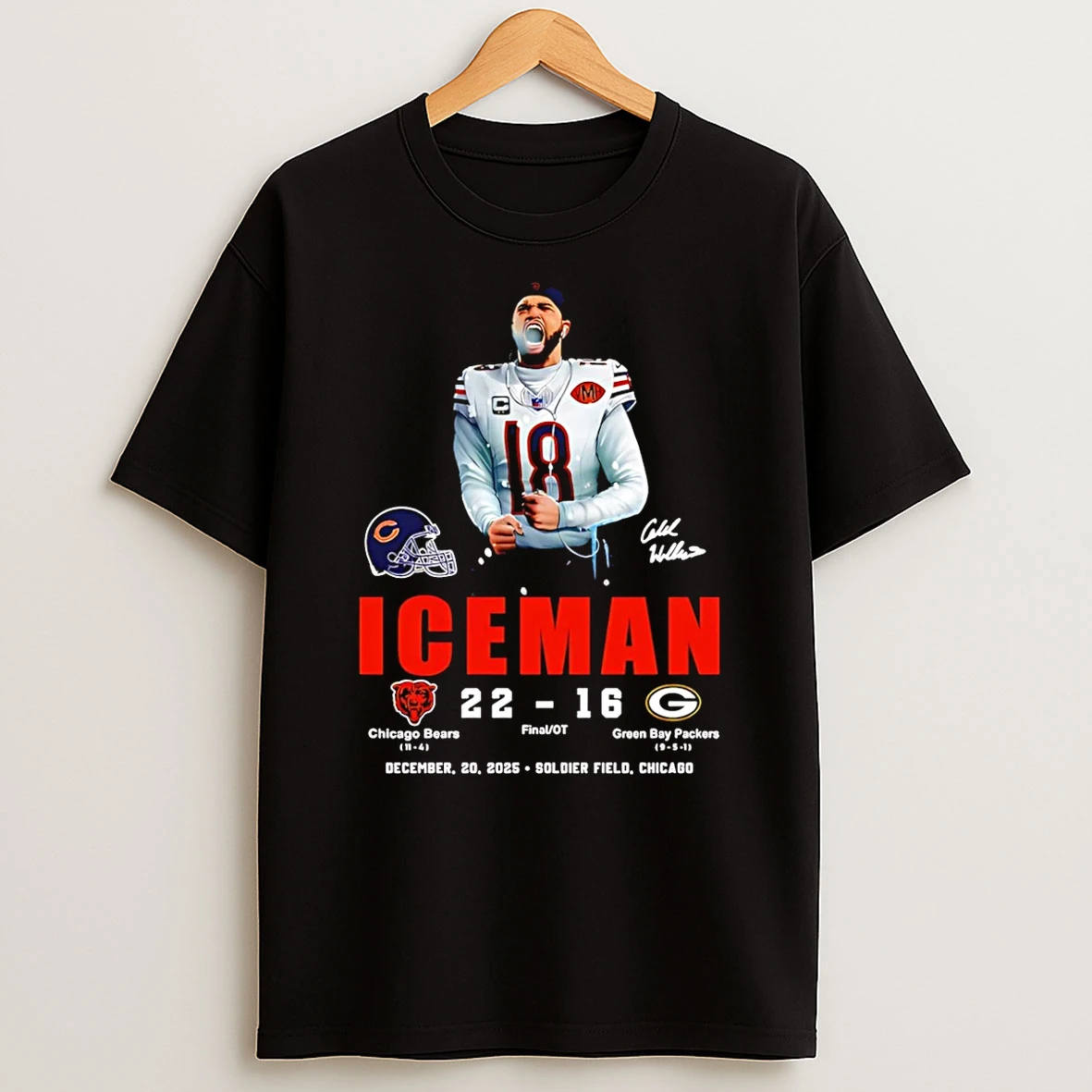Vflippa Schmidtstee 20251222_170947 101_caleb Williams Chicago Bears Iceman 22 16 Packers Score T Shirt
