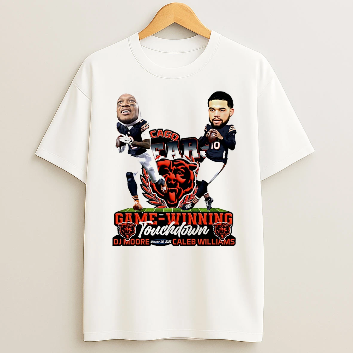 Vflippa Schmidtstee 20251222_170947 101_caleb Williams And Dj Moore Chicago Bears Overtime Winning Touchdown Caricature T Shirt