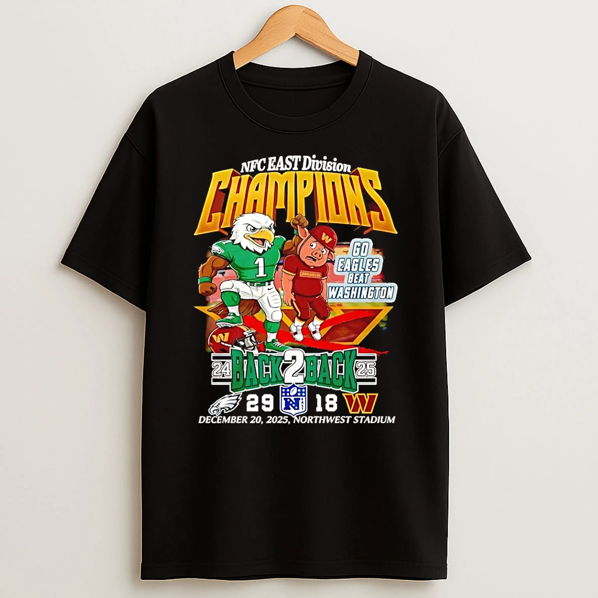 Vflippa Schmidtstee 20251222_170947 101_philadelphia Eagles 2025 Nfc East Division Champions Back To Back Go Eagle Beat Washington T Shirt