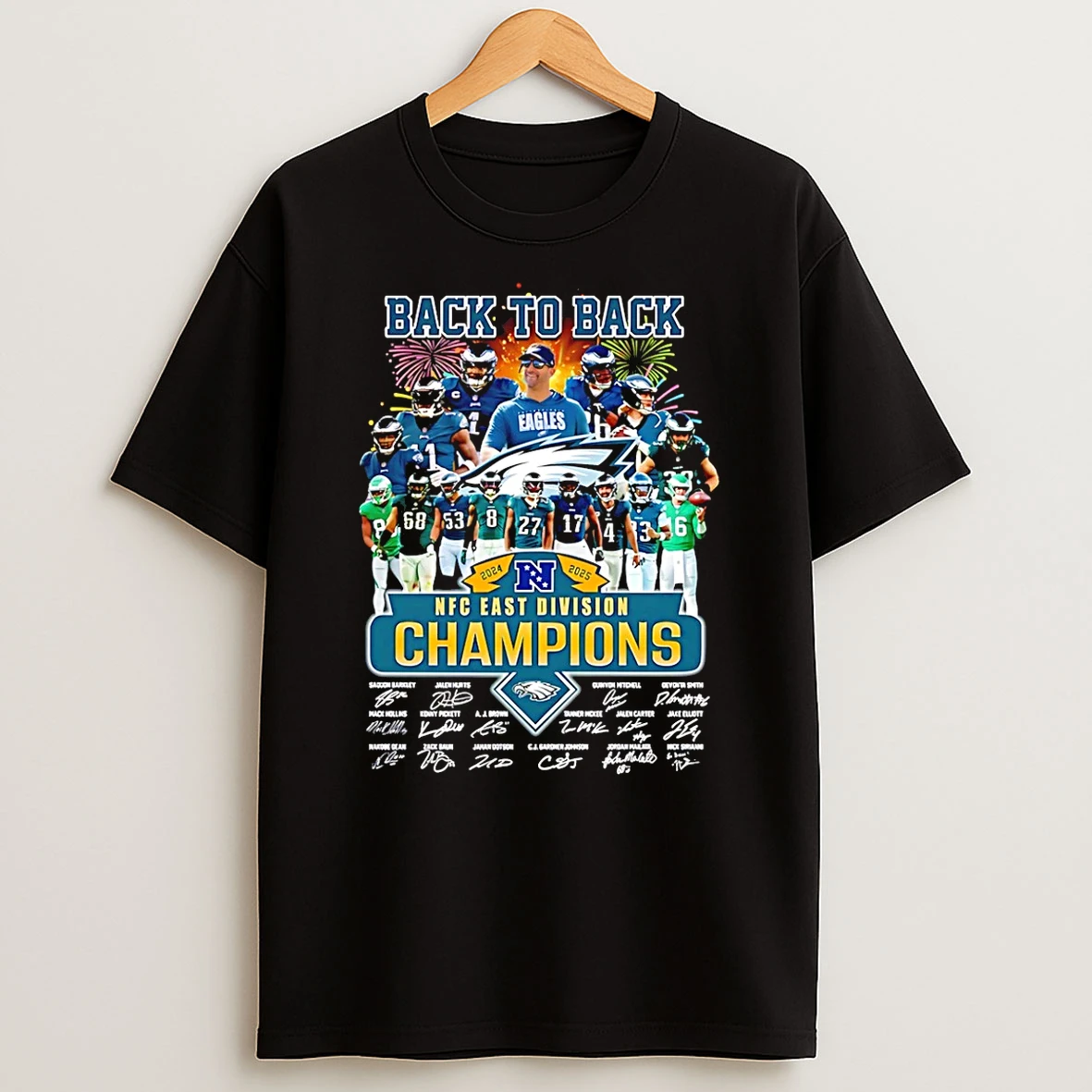 Vflippa Schmidtstee 20251222_170947 101_philadelphia Eagles 2025 Nfc East Division Champions Signatures T Shirt