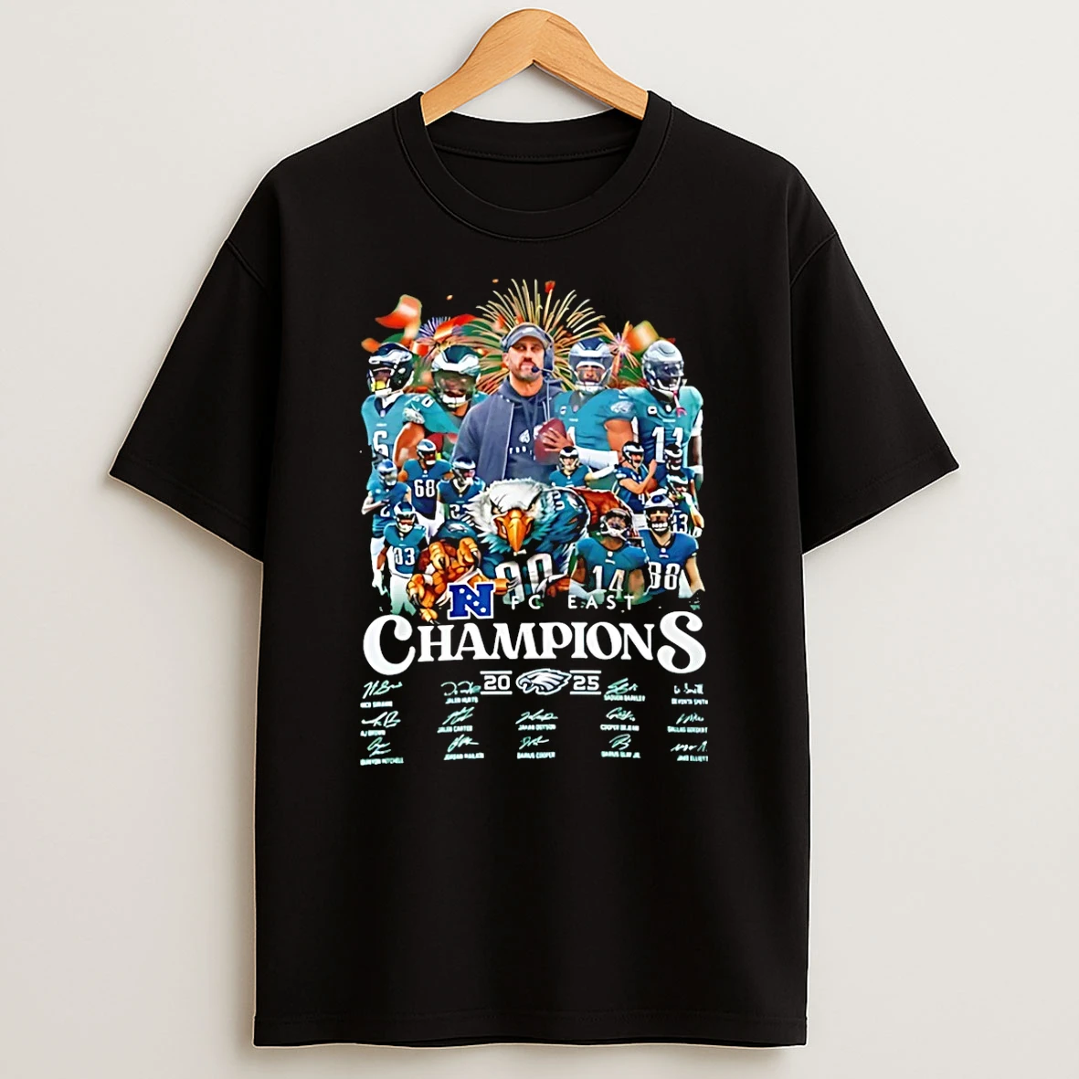 Vflippa Schmidtstee 20251222_170947 101_philadelphia Eagles Nfc East 2025 Champions Road To Super Bowl Signatures T Shirt