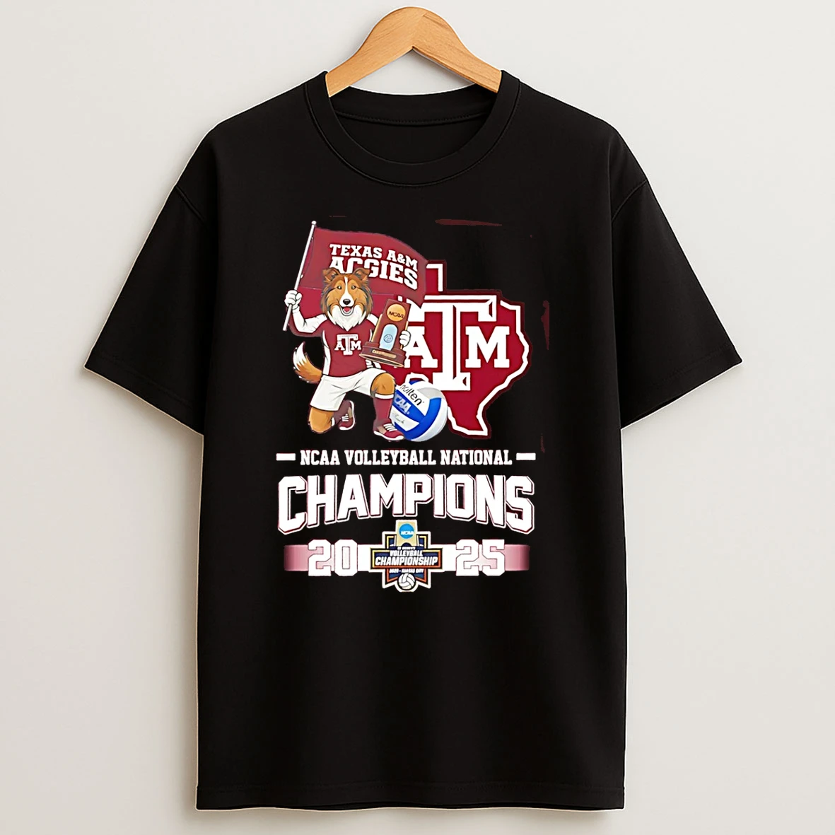 Vflippa Schmidtstee 20251222_170947 101_texas Am Aggies 2025 Volleyball National Champions Mascot Flag T Shirt