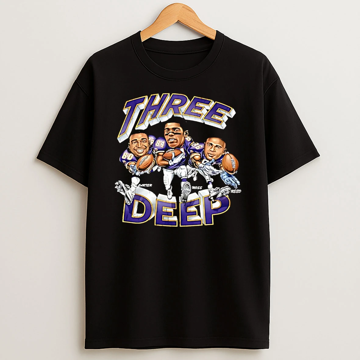 Vflippa Schmidtstee 20251222_170947 101_three Deep Vikings Jake Reed Randy Moss Cris Carter Graphic T Shirt
