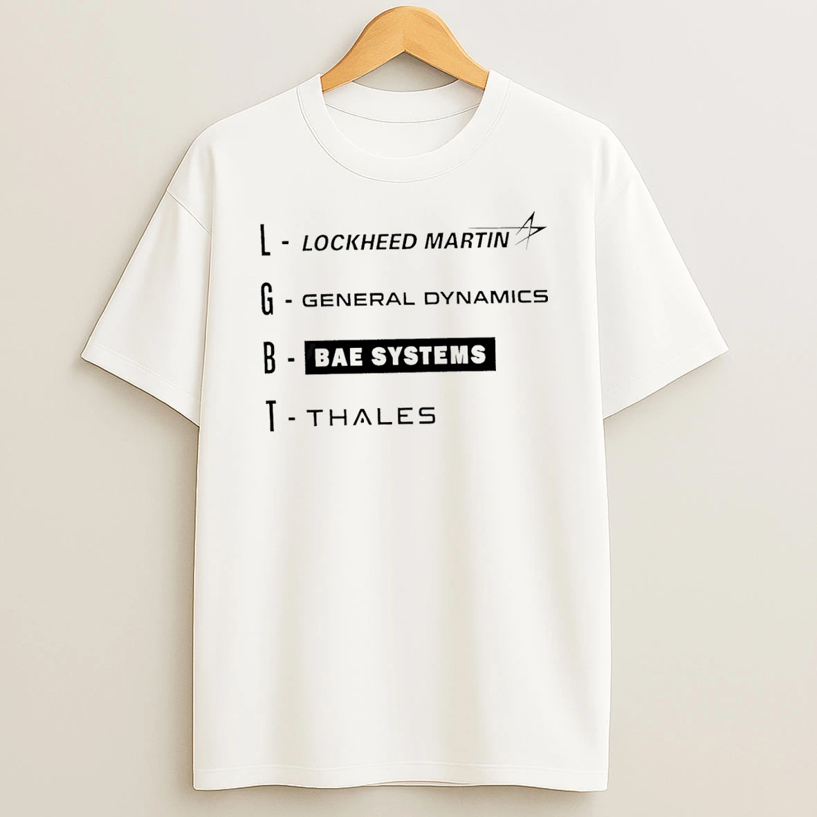 Vflippa Schmidtstee 20251223_130006 132_lgbt Lockheed Martin General Dynamics Bae Systems Thales T Shirt