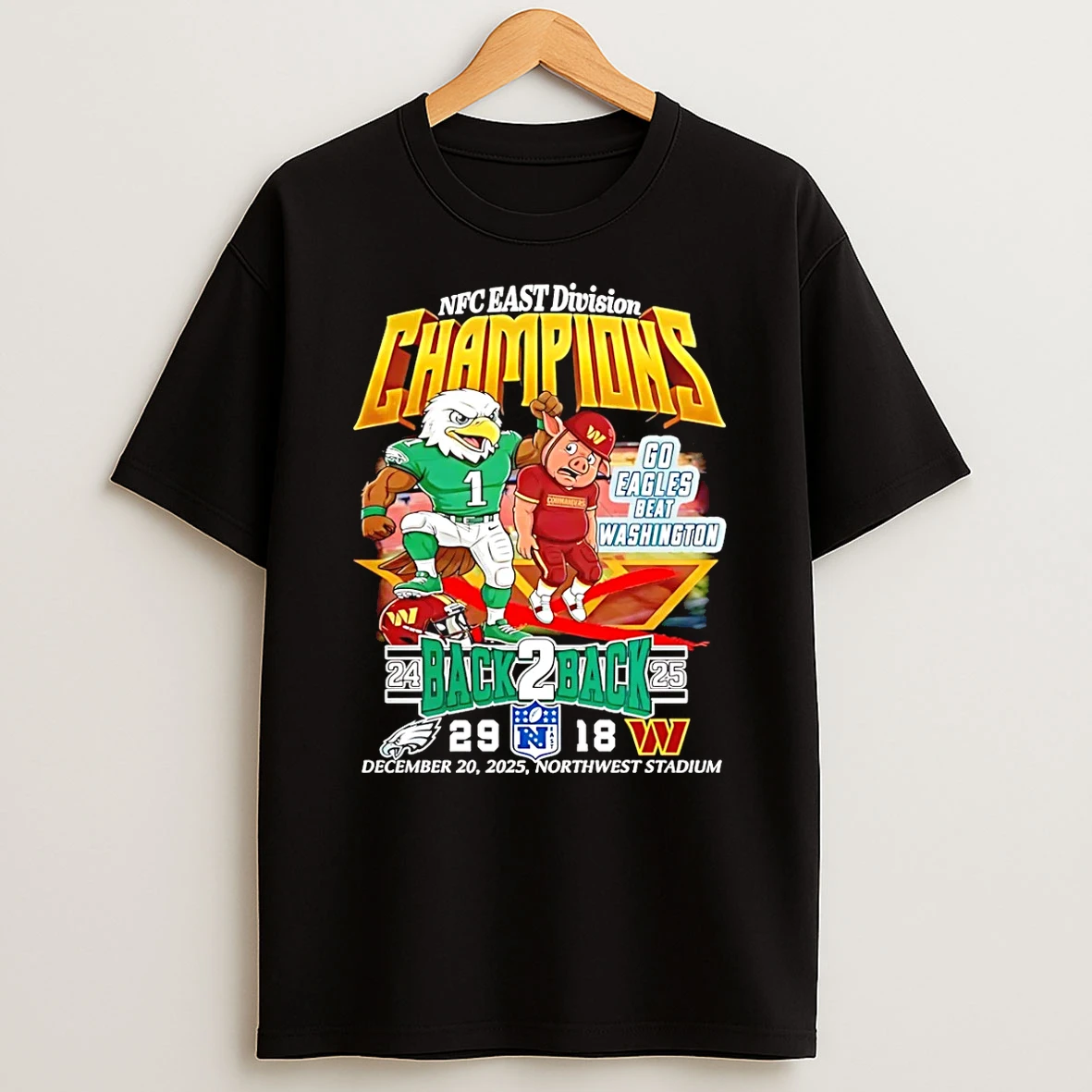 Vflippa Schmidtstee 20251223_130006 132_philadelphia Eagles Nfc East Division Champions 2025 Back 2 Back Mascot T Shirt