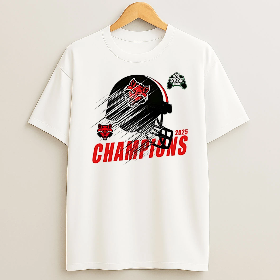 Vflippa Schmidtstee 20251224_174200 144_arkansas State Red Wolves Xbox Bowl Champions 2025 Football Helmet T Shirt