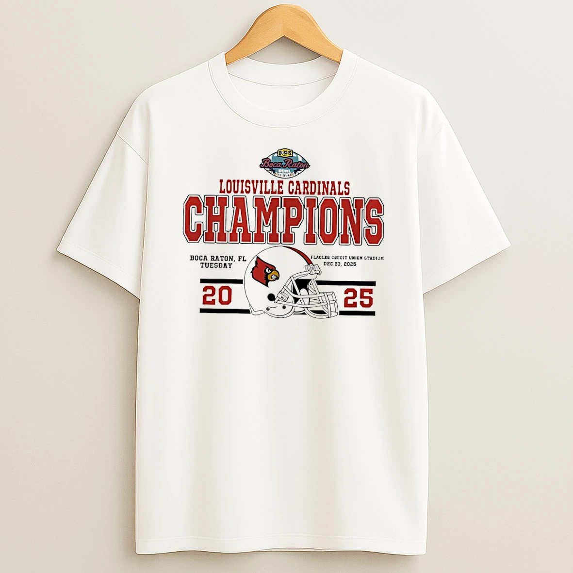 Vflippa Schmidtstee 20251224_174200 144_louisville Cardinals Football 2025 Boca Raton Bowl Champions Helmet T Shirt