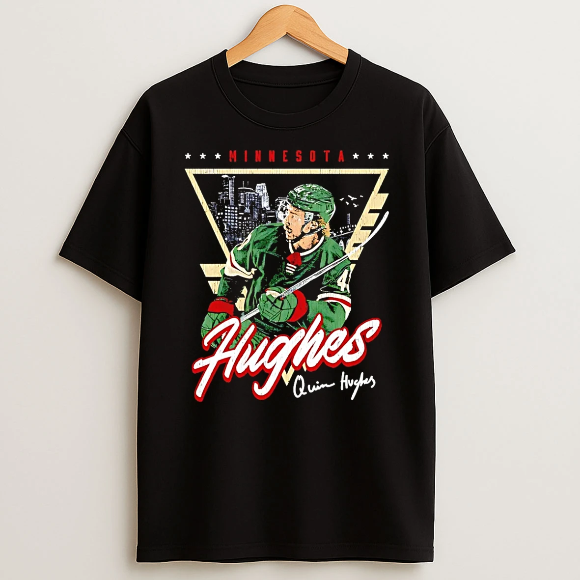 Vflippa Schmidtstee 20251224_174200 144_quinn Hughes Minnesota Wild Quinnesota Skyline T Shirt