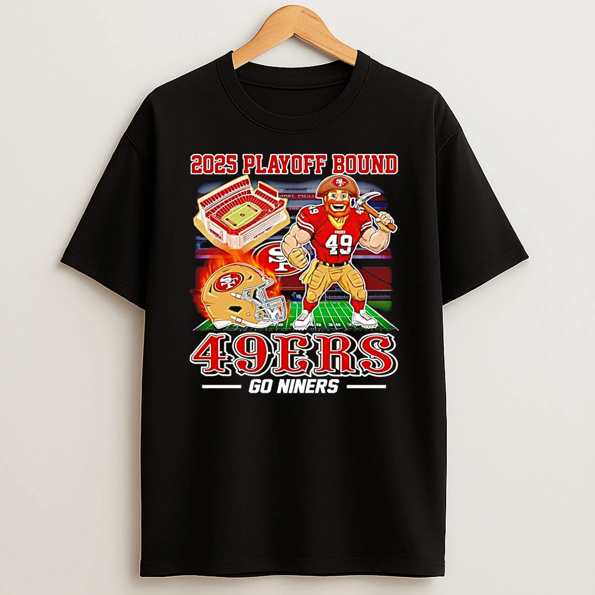 Vflippa Schmidtstee 20251224_174200 144_san Francisco 49ers 2025 Nfl Playoff Bound Go Niners Mascot T Shirt