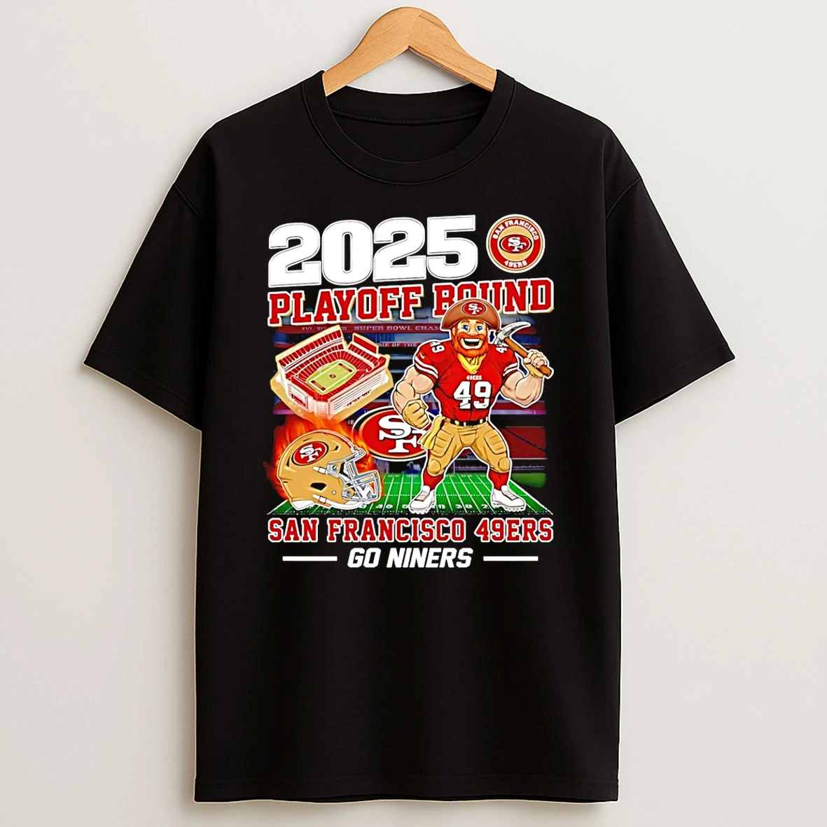 Vflippa Schmidtstee 20251224_174200 144_san Francisco 49ers 2025 Playoff Bound Go Niners Mascot T Shirt