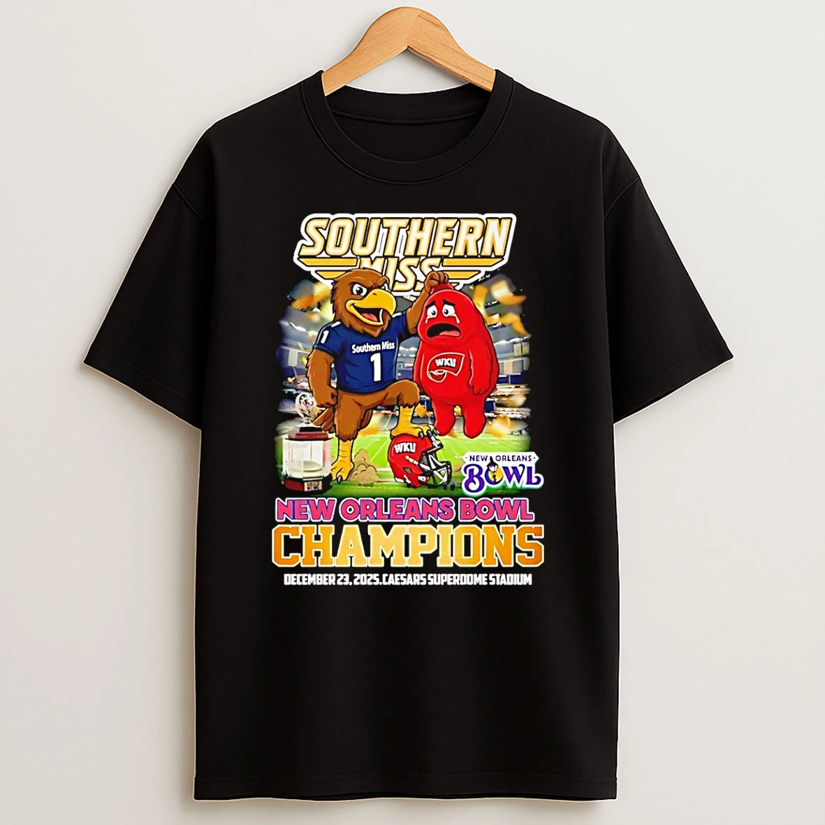 Vflippa Schmidtstee 20251224_174200 144_southern Miss 2025 New Orleans Bowl Champions Mascot T Shirt