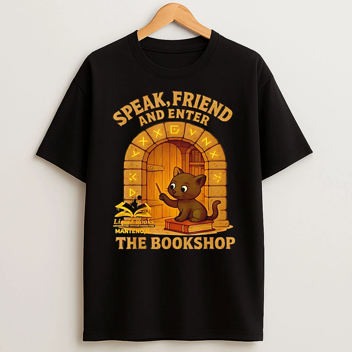 Vflippa Schmidtstee 20251224_174200 144_speak Friend Enter The Bookshop Magic Black Panther T Shirt