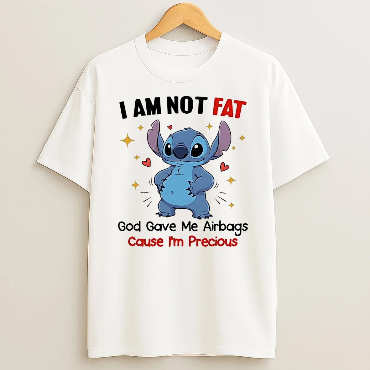 Vflippa Techteesusa 20251209_165244 48_stitch I Am Not Fat B God Gave Me Airbags Cause Im Precious Circle T Shirt