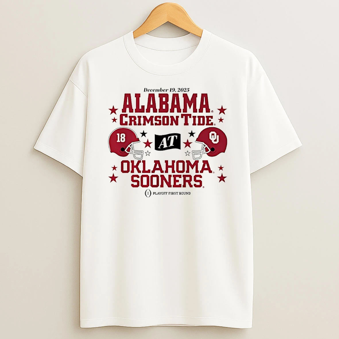 Vflippa Techteesusa 20251210_132255 48_oklahoma Sooners And Alabama Crimson Tide 2025 Cfp First Round Matchup Helmet Circle T Shirt