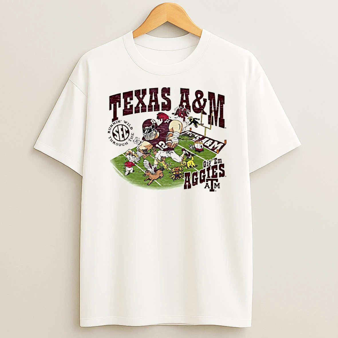 Vflippa Techteesusa 20251210_132255 48_runnin Wild Sec Cig Em Texas A And M Aggies Mascot Running Circle T Shirt