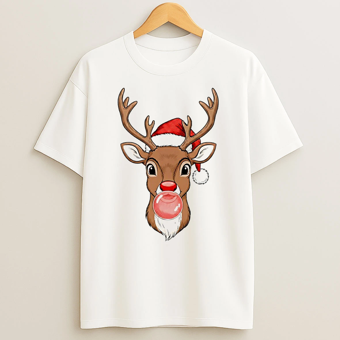 Vflippa Techteesusa 20251210_172442 61_merry Christmas Reindeer Bubble Gum Circle T Shirt