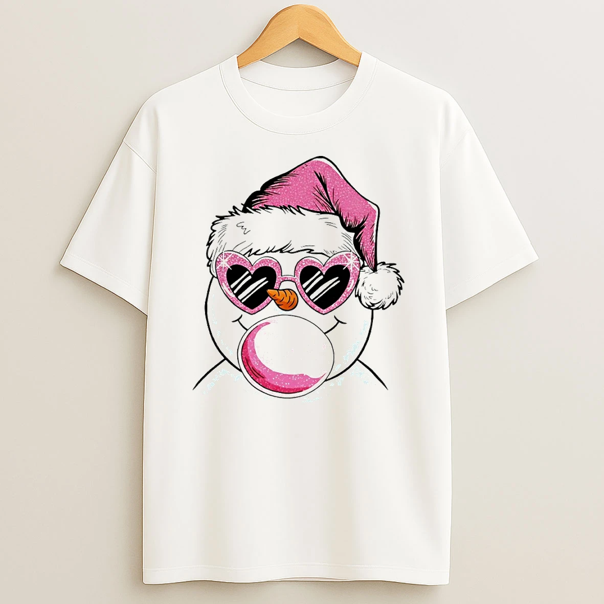 Vflippa Techteesusa 20251210_172442 61_merry Christmas Snowman Bubble Gum Circle T Shirt