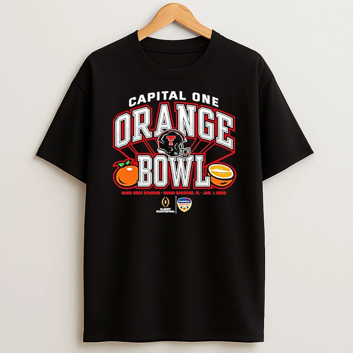 Vflippa Techteesusa 20251211_123534 36_capital One Orange Bowl 2026 Cfp Texas Tech Red Raiders Helmet T Shirt