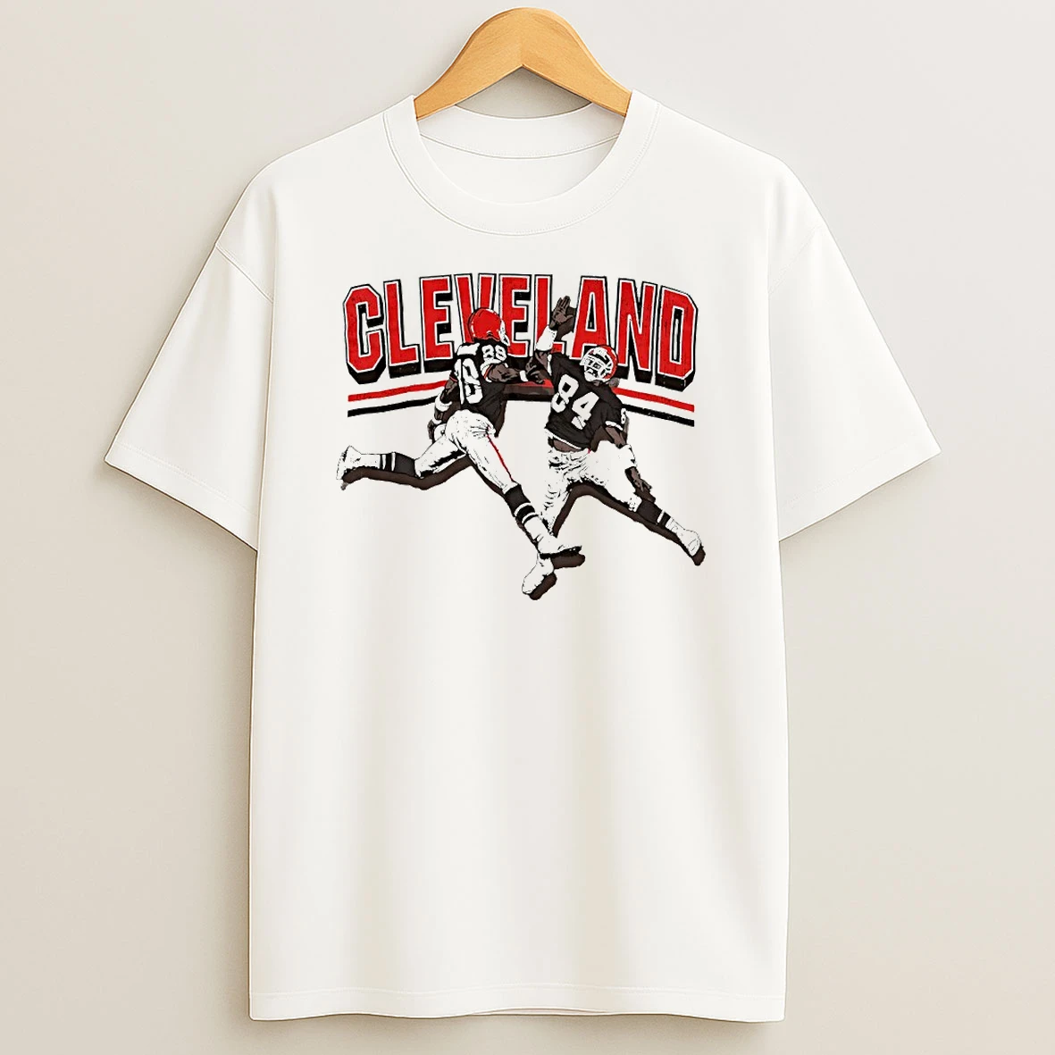 Vflippa Techteesusa 20251211_163320 39_cleveland Browns Football Webster Slaughter And Reggie Langhorne High Five Circle T Shirt