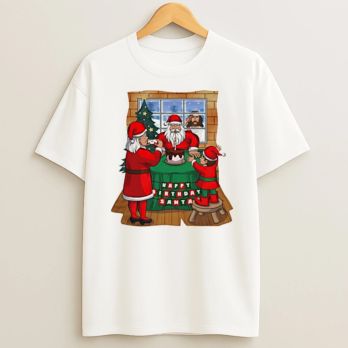 Vflippa Techteesusa 20251211_163320 39_happy Birthday Santa Christmas Circle T Shirt