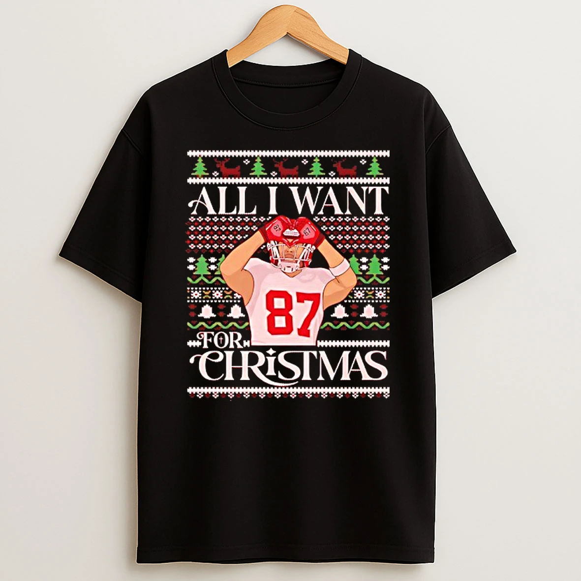 Vflippa Techteesusa 20251211_170402 58_all I Want For Christmas Travis Kelce Kansas City Chiefs Ugly Christmas T Shirt
