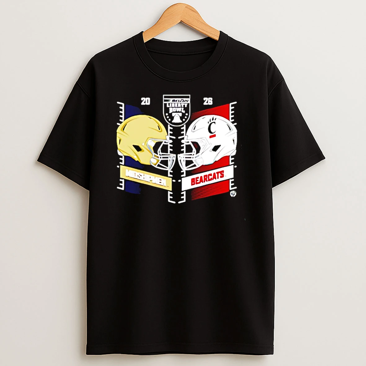 Vflippa Wildfoxtee 20251210_133315 68_navy Midshipmen Vs Cincinnati Bearcats 2025 Autozone Liberty Bowl Head To Head T Shirt