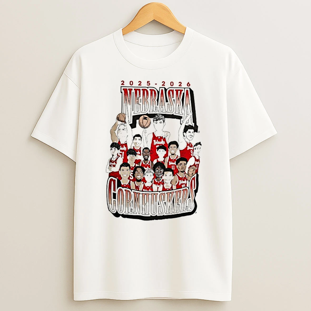 025 2026 Nebraska Cornhuskers Mens Basketball Team Graphic T Shirt