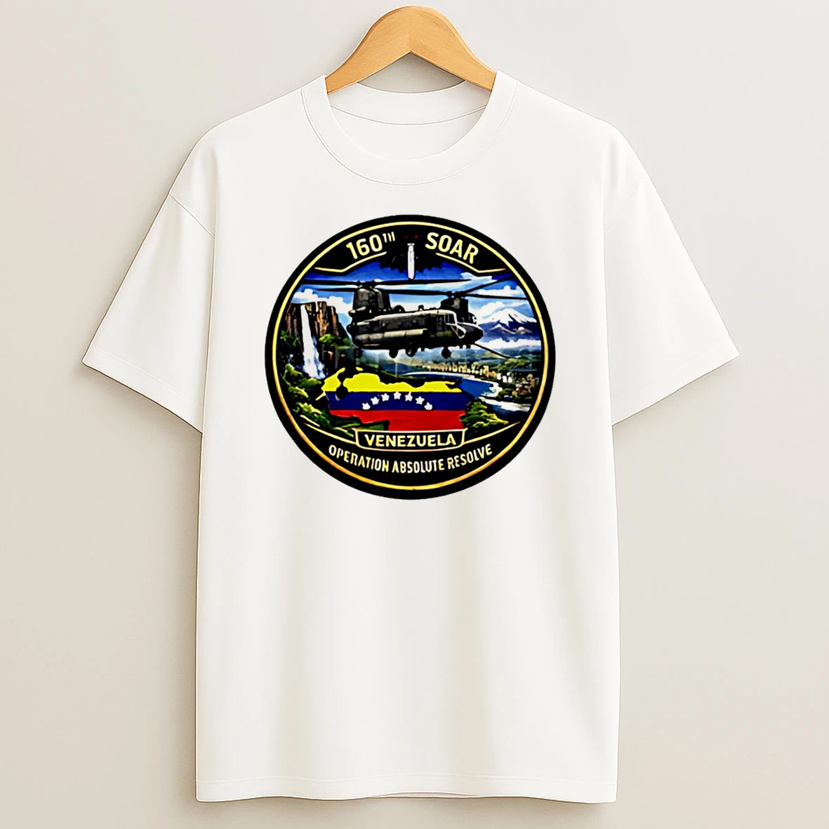 160th Soar Venezuela Operation Absolute Resolve Ch 47 Chinook Logo Patch T Shirt