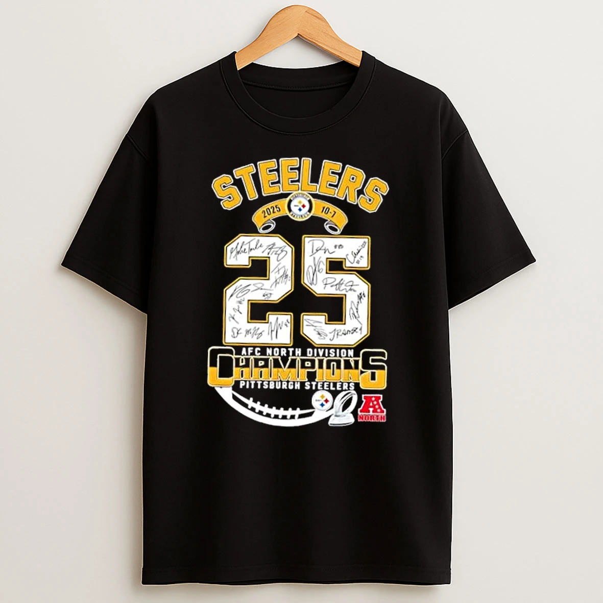 2025 10 7 Afc North Division Champions Pittsburgh Steelers All Signatures T Shirt